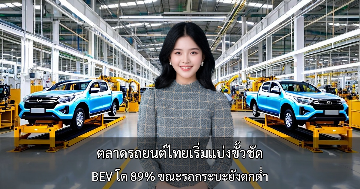 ตลาดรถยนต์ไทยเริ่มแบ่งขั้วชัด ～ BEV โต 89% ขณะรถกระบะยังตกต่ำ～