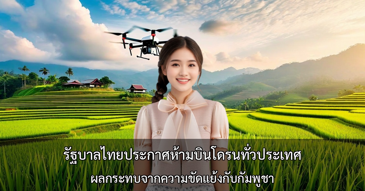 รัฐบาลไทยประกาศห้ามบินโดรนทั่วประเทศ ผลกระทบจากความขัดแย้งกับกัมพูชาส่งผลร้ายแรงต่อเกษตรกรรมและท่องเที่ยว