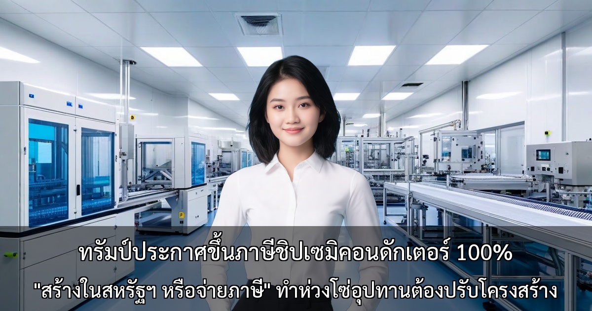 ทรัมป์ประกาศขึ้นภาษีชิปเซมิคอนดักเตอร์ 100% ～ "สร้างในสหรัฐฯ หรือจ่ายภาษี" ทำห่วงโซ่อุปทานต้องปรับโครงสร้าง～