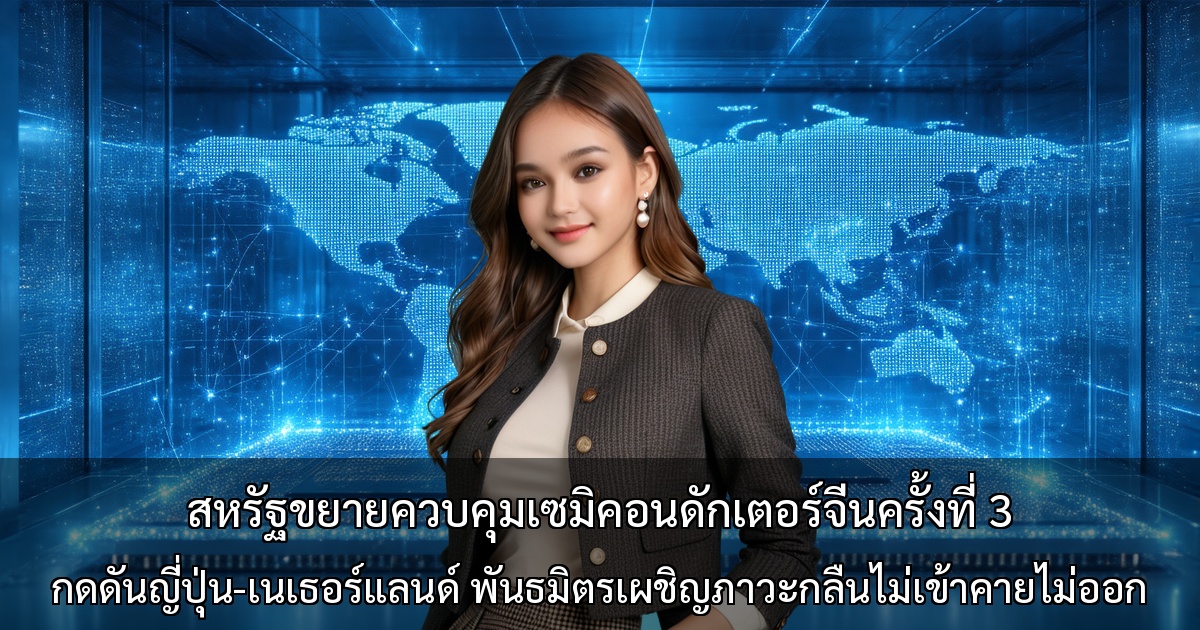 สหรัฐขยายควบคุมเซมิคอนดักเตอร์จีนครั้งที่ 3 - กดดันญี่ปุ่น-เนเธอร์แลนด์ พันธมิตรเผชิญภาวะกลืนไม่เข้าคายไม่ออก