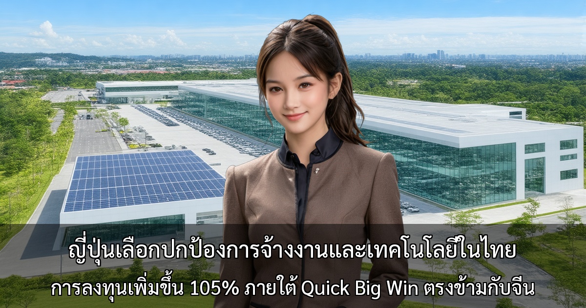 ญี่ปุ่นเลือกปกป้องการจ้างงานและเทคโนโลยีในไทย～การลงทุนเพิ่มขึ้น 105% ภายใต้ Quick Big Win～