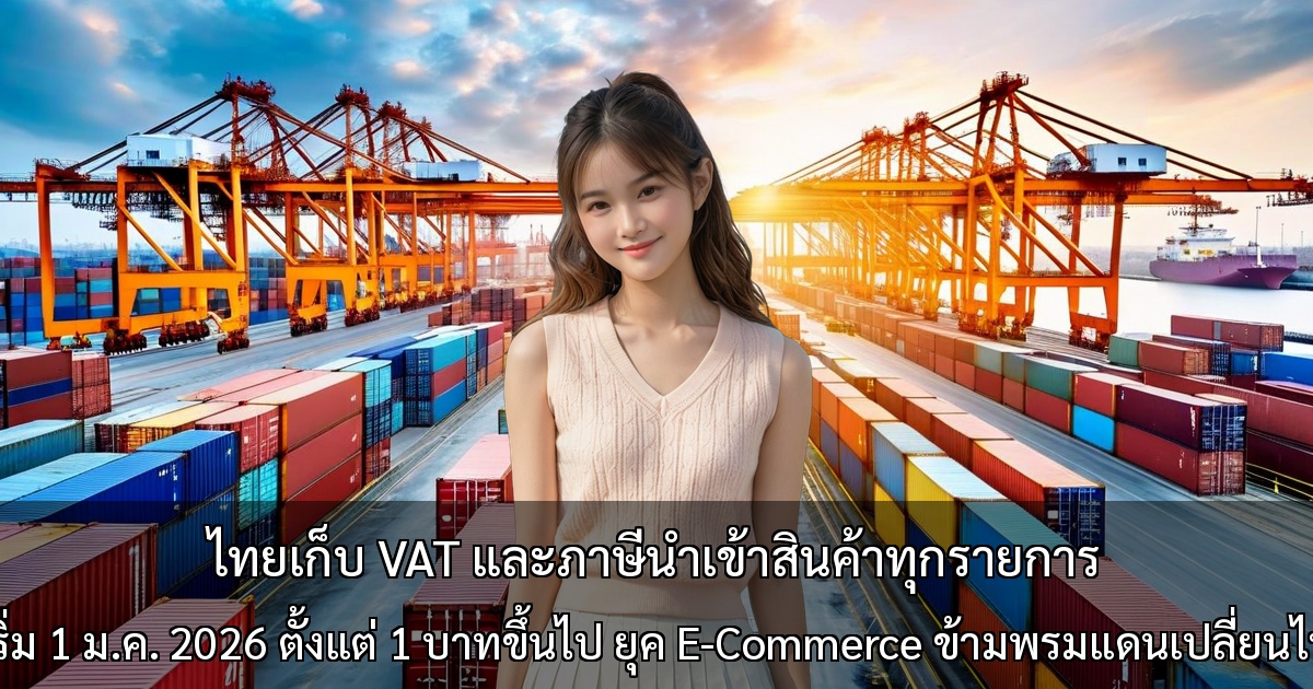 ไทยเก็บ VAT และภาษีนำเข้าสินค้าทุกรายการ ~เริ่ม 1 ม.ค. 2026 ตั้งแต่ 1 บาทขึ้นไป ยุค E-Commerce ข้ามพรมแดนเปลี่ยนไป~